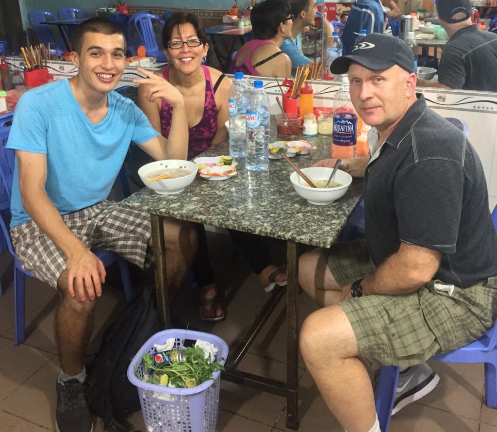 pho with parents in Vietnam